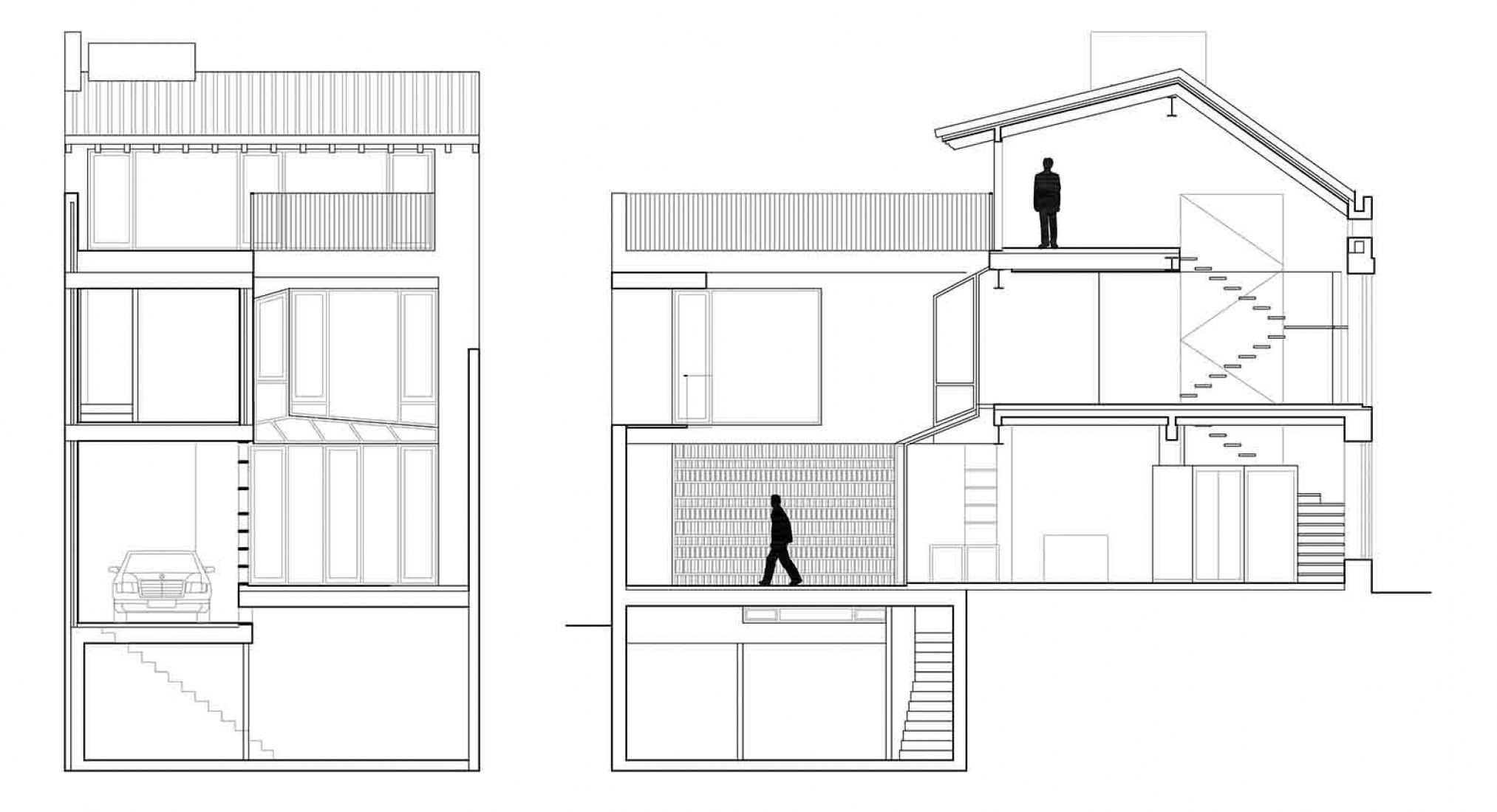 Secciones transversal y longitudinal. Casa Flora por Gradolí & Sanz.