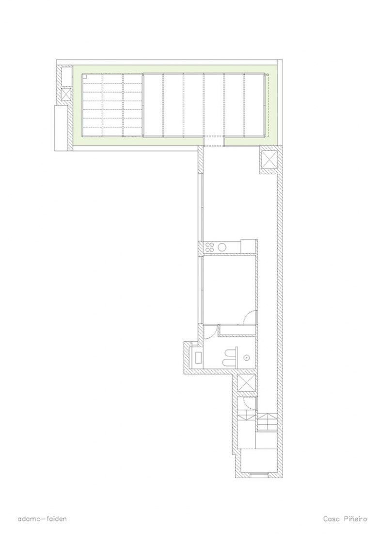 Main floor plan. Piñeiro house by Adamo-Faiden. 