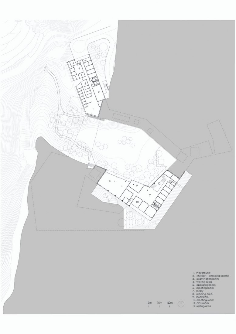 Planta baja. Centro comunitario Taoyuanju por Vector Arquitectura.