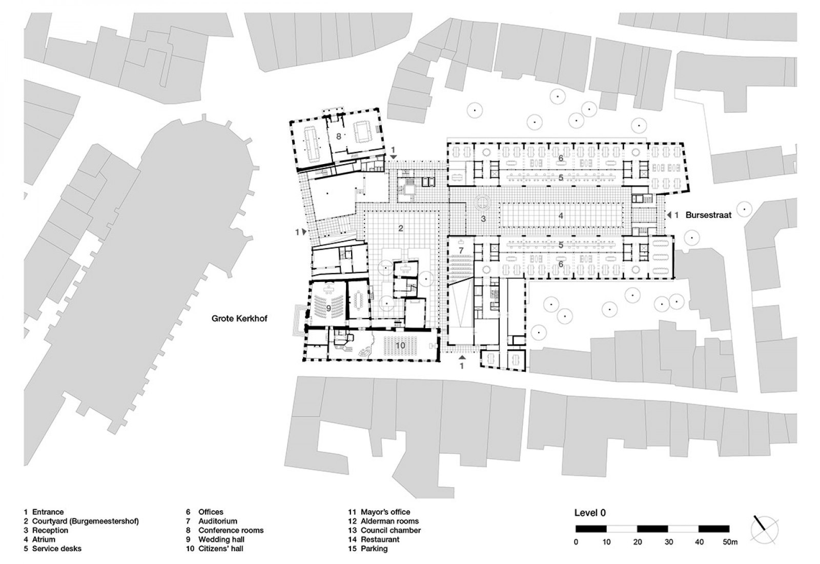 Planta acceso. Ayuntamiento de Deventer por Neutelings Riedijk Architecten. 