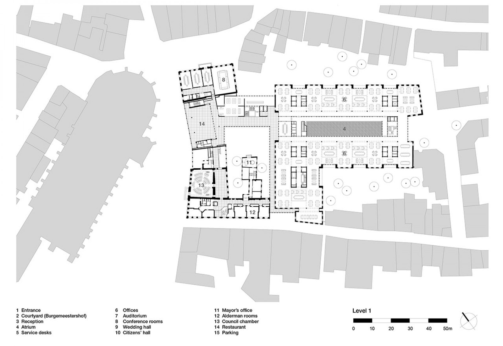  Primera planta. Ayuntamiento de Deventer por Neutelings Riedijk Architecten. 