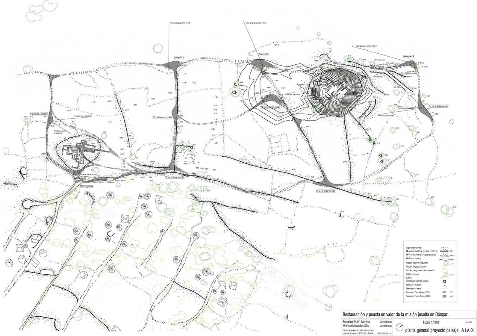 Plano general del proyecto de paisaje. Restauración del Palacio del Emperador Susenyos y la catedral jesuita de Dänqaz por W+G Arquitectos.