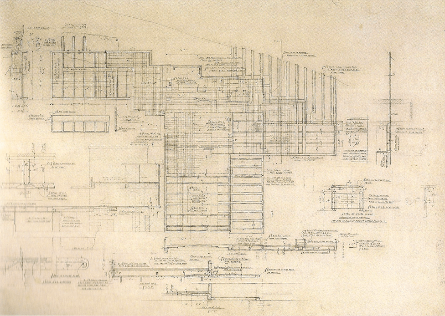 Structural plan. Fallingwater by Frank Lloyd Wright.