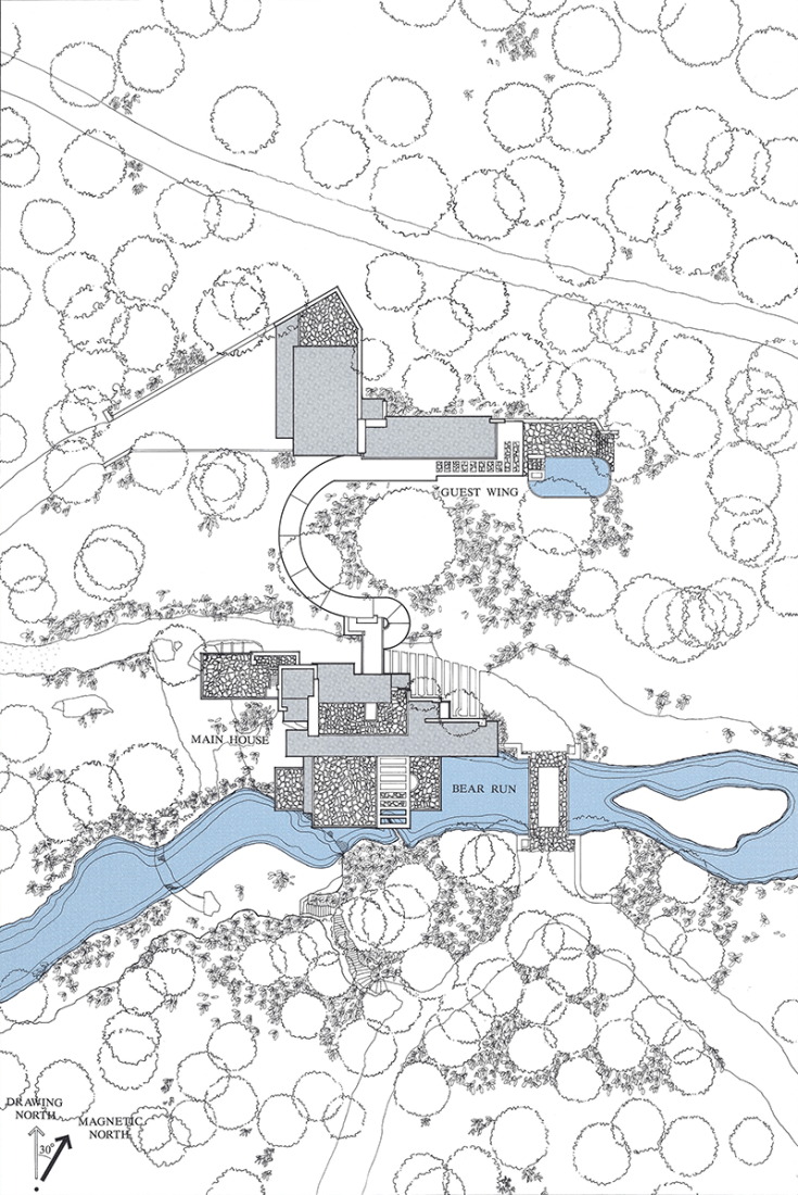 Site plan. Fallingwater by Frank Lloyd Wright.