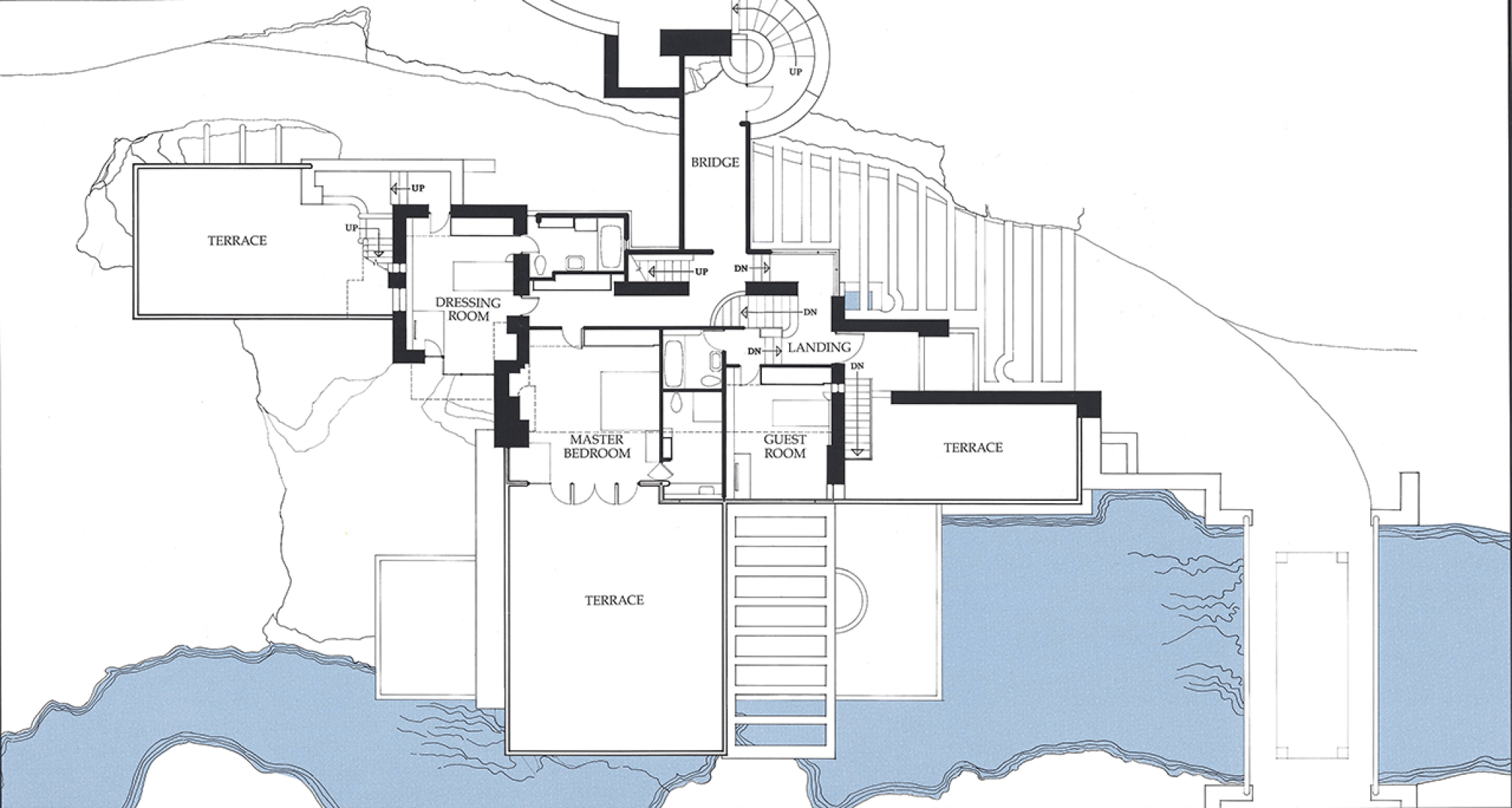 First floor. Fallingwater by Frank Lloyd Wright.