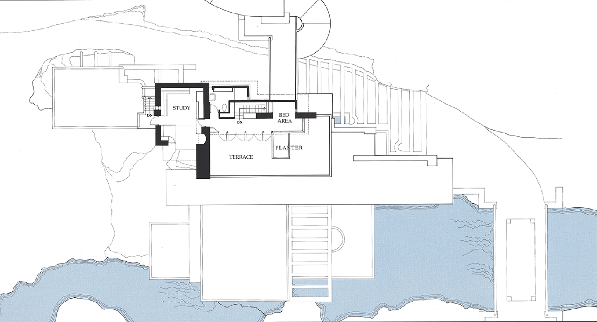 Second floor. Fallingwater by Frank Lloyd Wright.