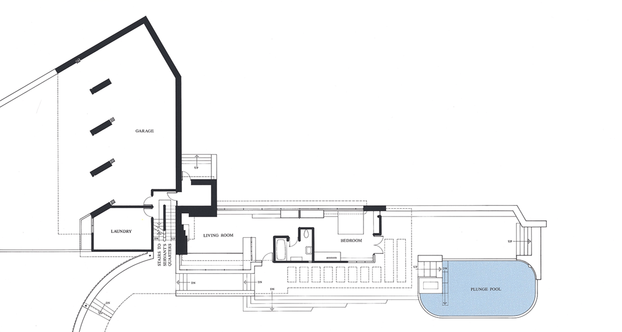 Guest wing. Ground floor. Fallingwater by Frank Lloyd Wright.