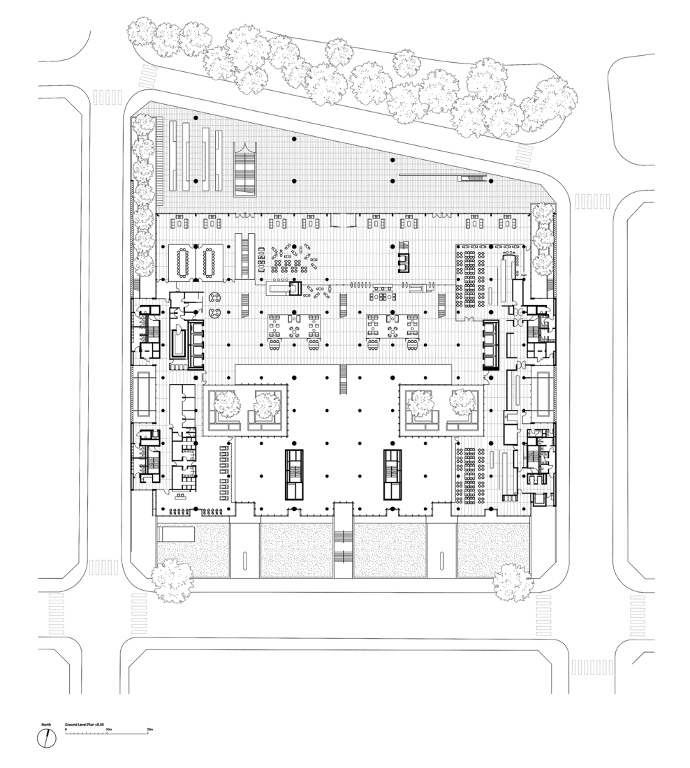 Ground floor plan. New City Hall in Buenos Aires by Foster + Partners. Image courtesy of Foster + Partners.