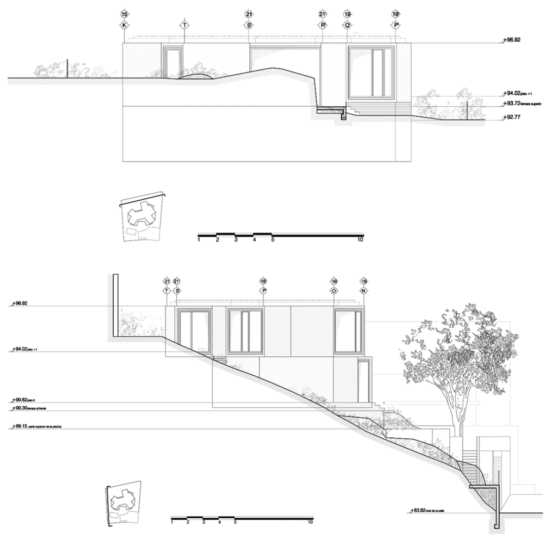 Sections of the Sunflower House by Cadaval & Solá Morales. Photography © Sandra Pereznieto.