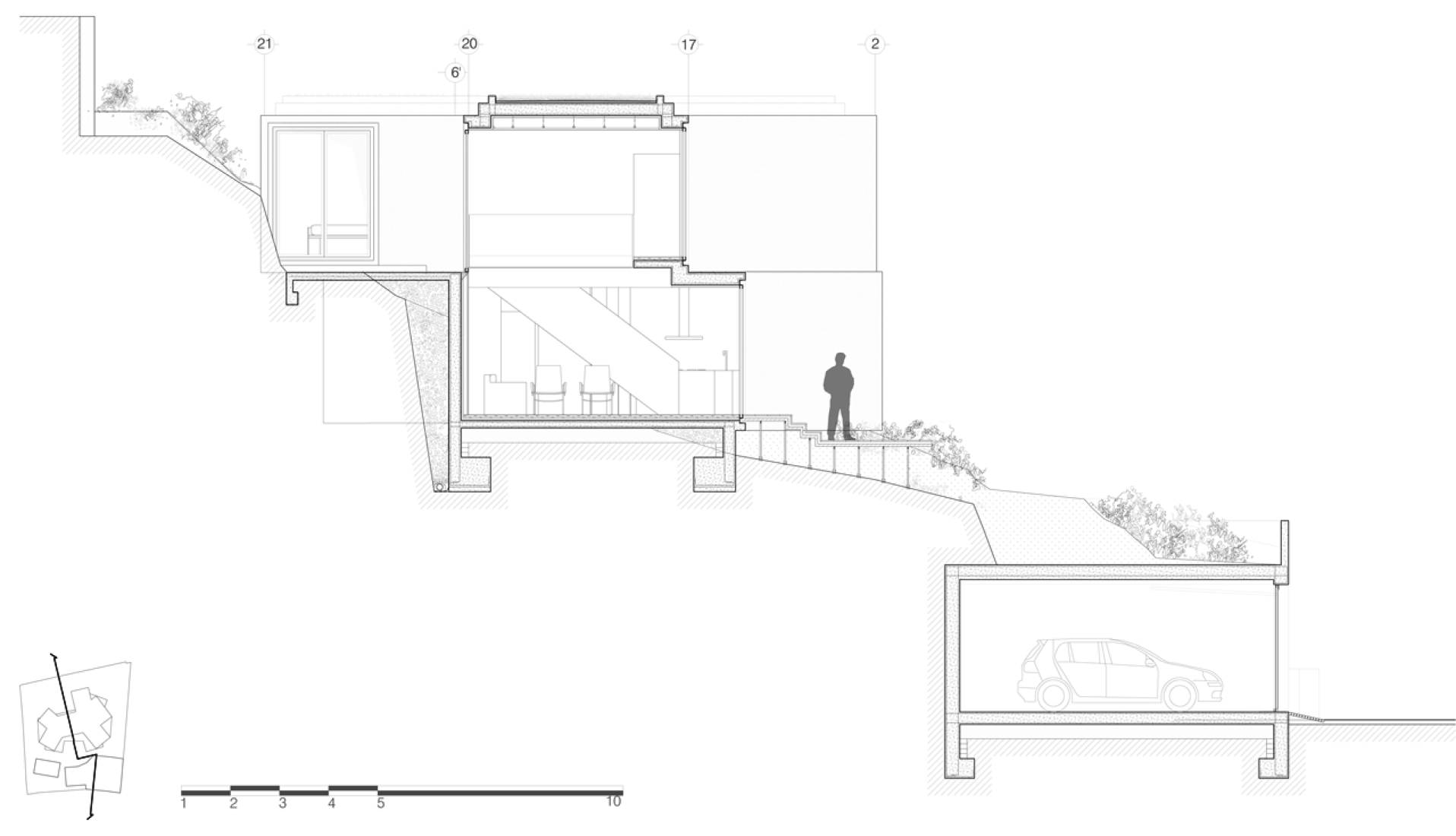 Section of the Sunflower House by Cadaval & Solá Morales. Photography © Sandra Pereznieto.