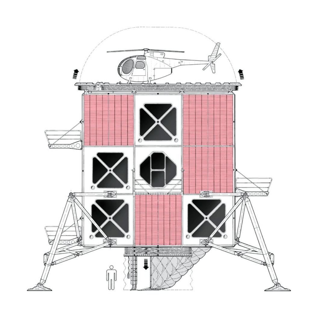 House for a helicopter pilot, project 105. Image © Jan Kaplický Archive.