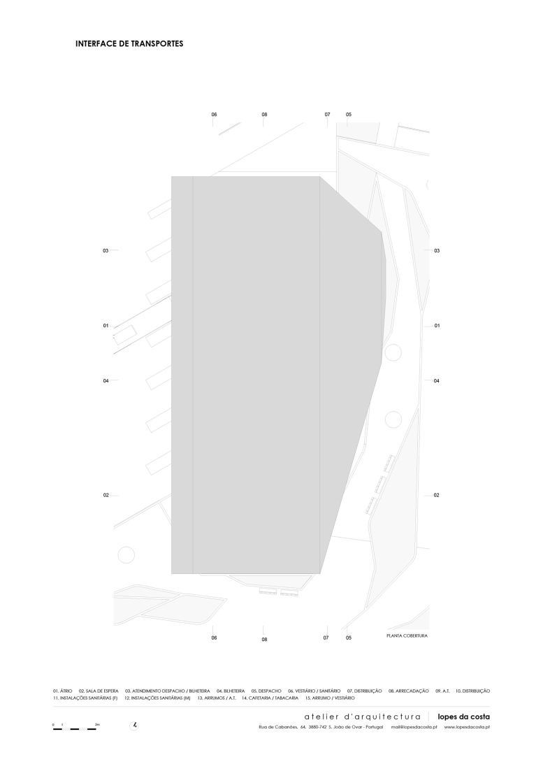 Roof floor plan. Interface de Transportes Lourosa-Fiães by Atelier d’Arquitectura Lopes da Costa.