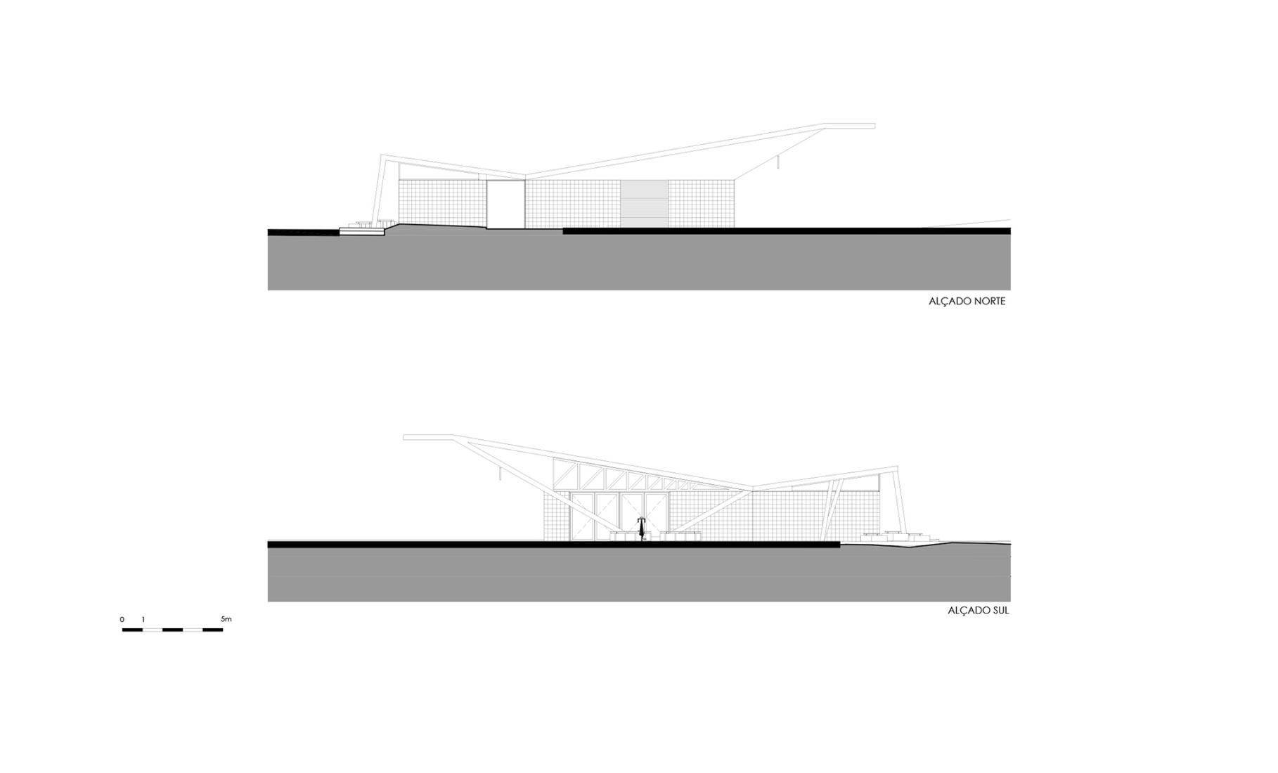 Elevation plan. Interface de Transportes Lourosa-Fiães by Atelier d’Arquitectura Lopes da Costa.