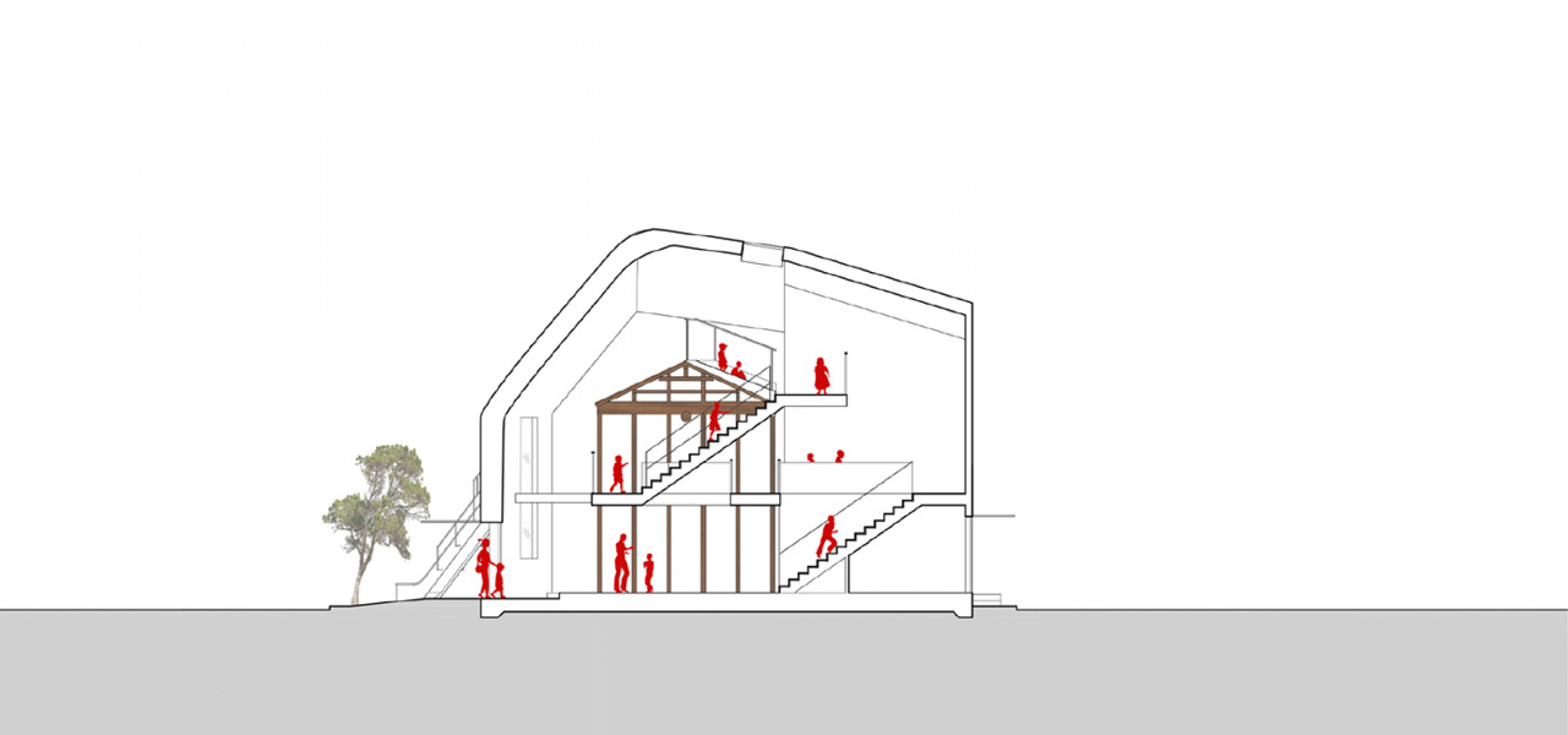 Longitudinal section. Clover House by MAD.