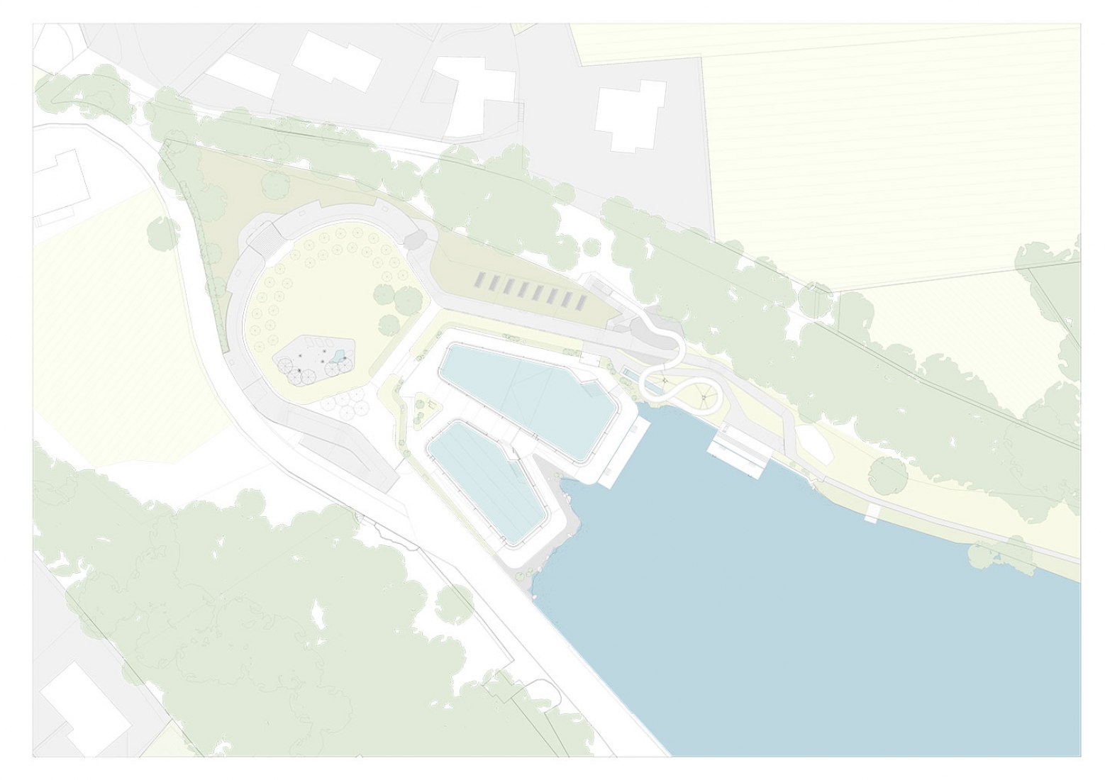 Location floor plan. Baths of Géronde by NAU.