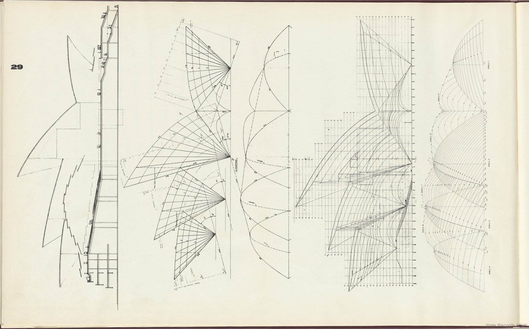 Geometry covers. Sydney Opera House, Yellow Book, by Jørn Utzon.