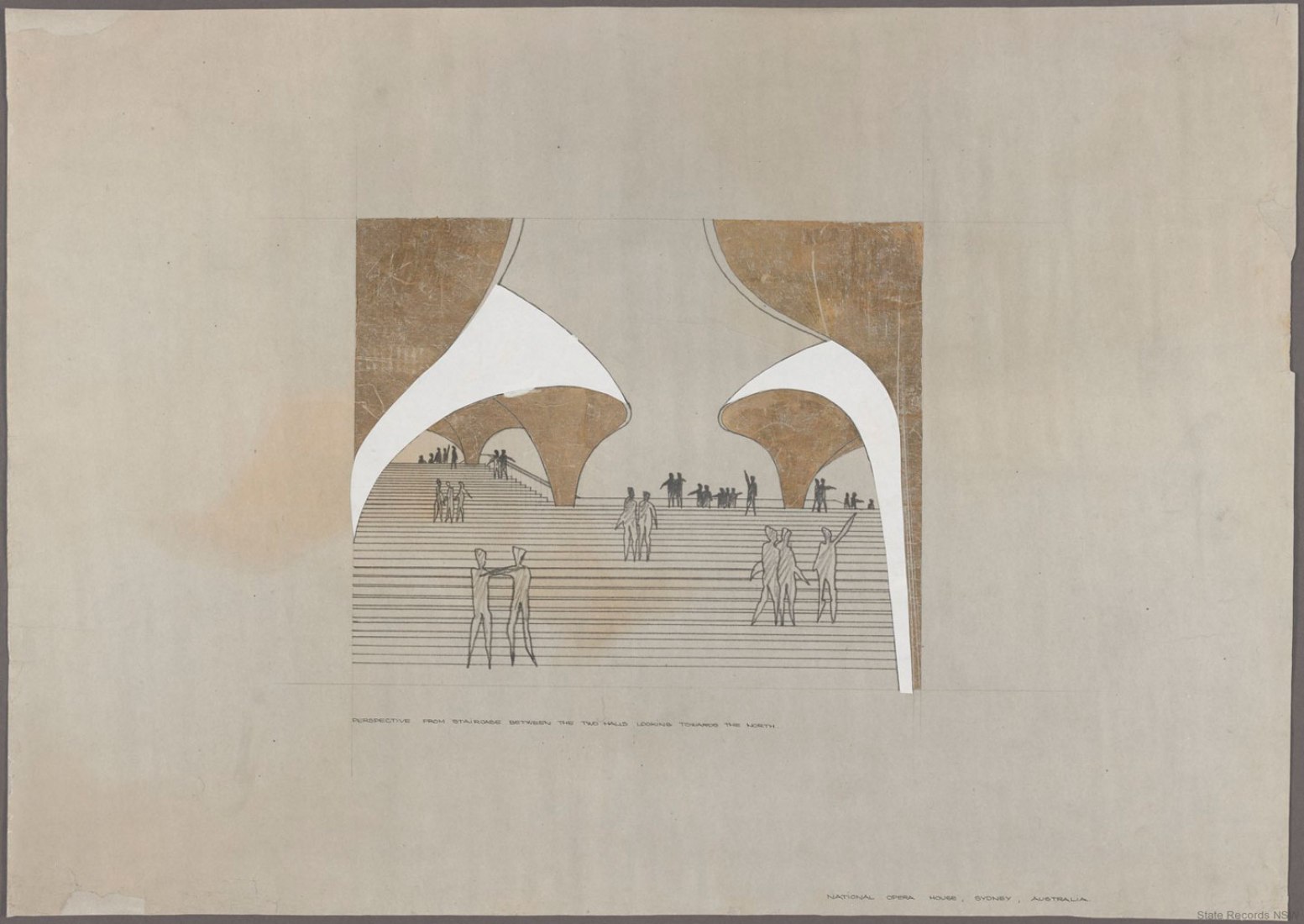 Drawing. Sydney Opera House from The Brown Book, 1955, by Jørn Utzon.