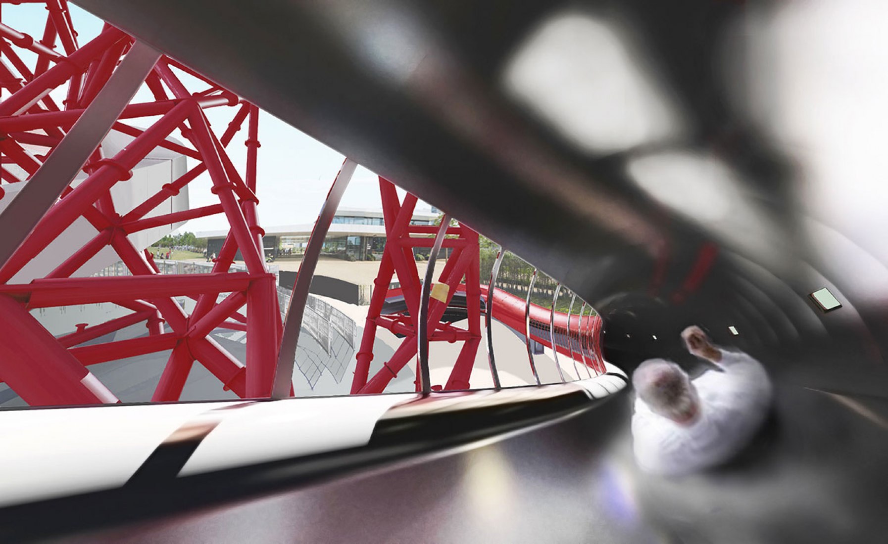 Tobogán de la ArcelorMittal Orbit por Carsten Höller. Visualización cortesía de ArcelorMittal Orbit.