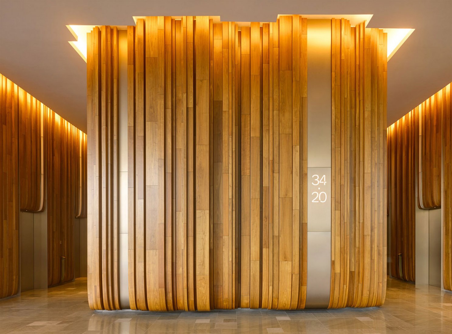 Inside view hotel corridor. Pacific Place by Thomas Heatherwick. Photography courtesy of Heatherwick Studio.