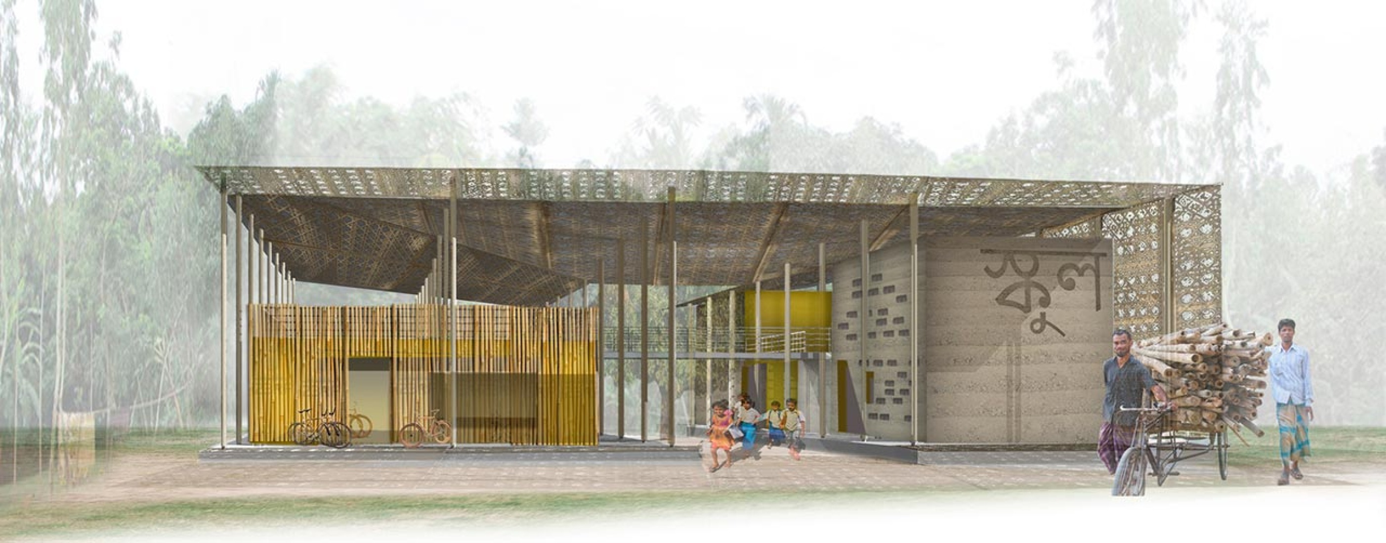 Visualización. Centro Comunitario Pani en Bangladesh, por SchilderScholte architecten.