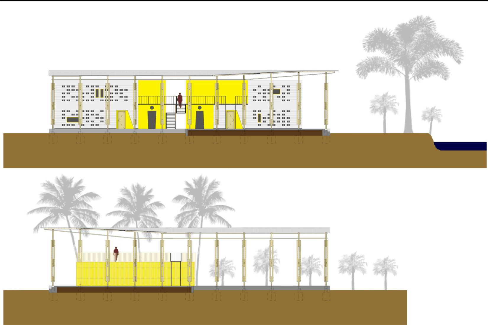 Secciones. Centro Comunitario Pani en Bangladesh, por SchilderScholte architecten.