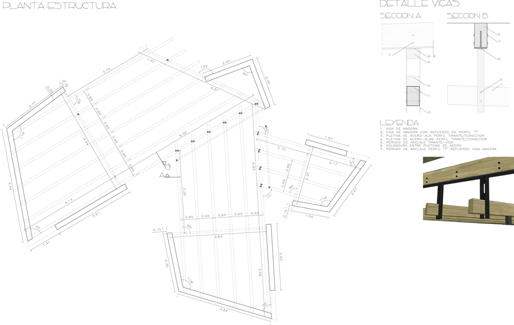 Structure plan. Pavillion in Río Blanco by Carme Pinós.