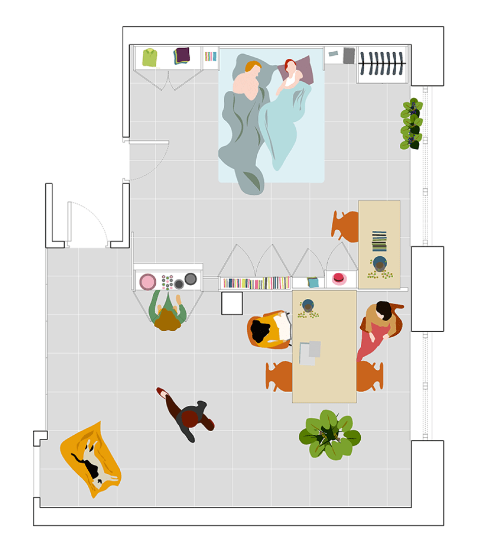 Floor plan in open position. Stella House by PKMN Architectures.