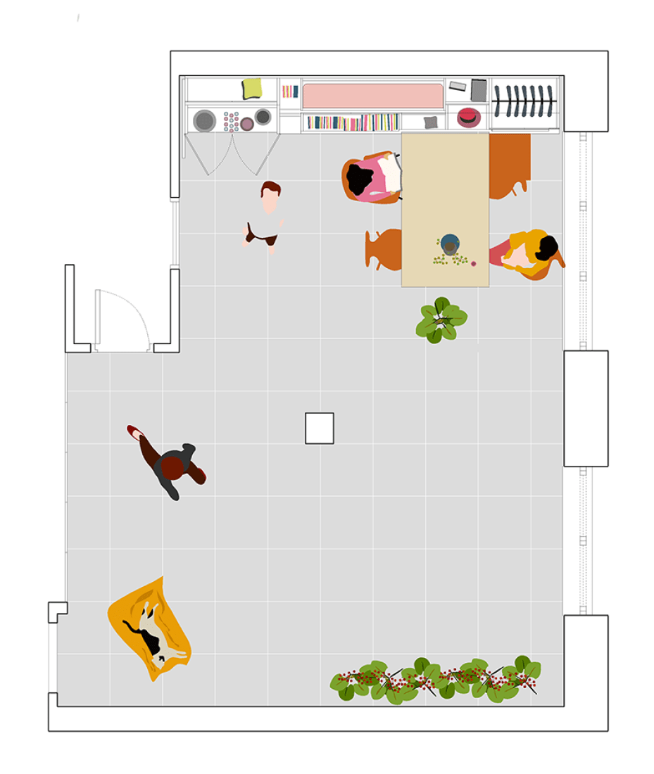 Floor plan in closed position. Stella House by PKMN Architectures.