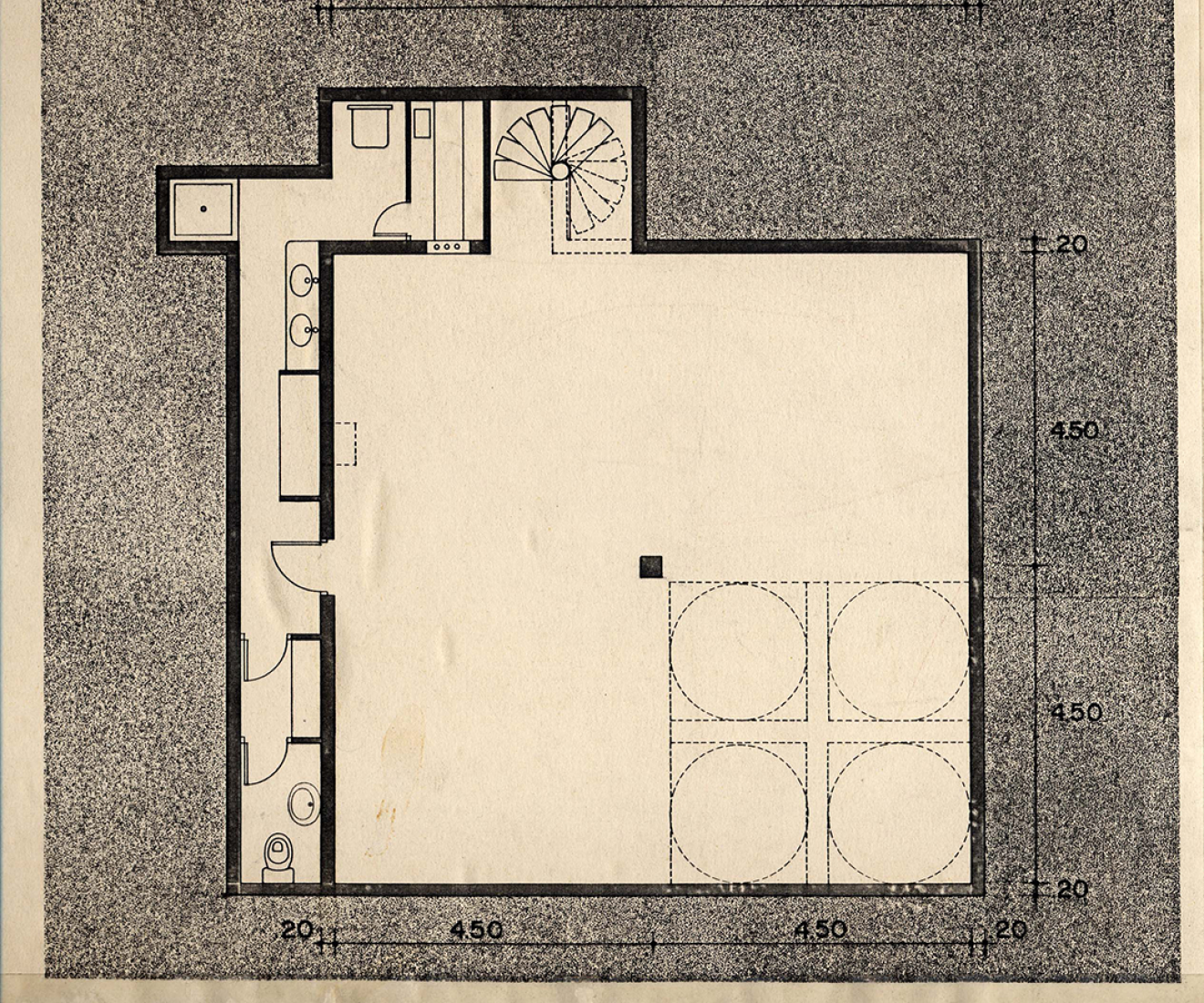 First ground floor plan. Fernando Higueras Foundation. Courtesy of Fernando Higueras Foundation.