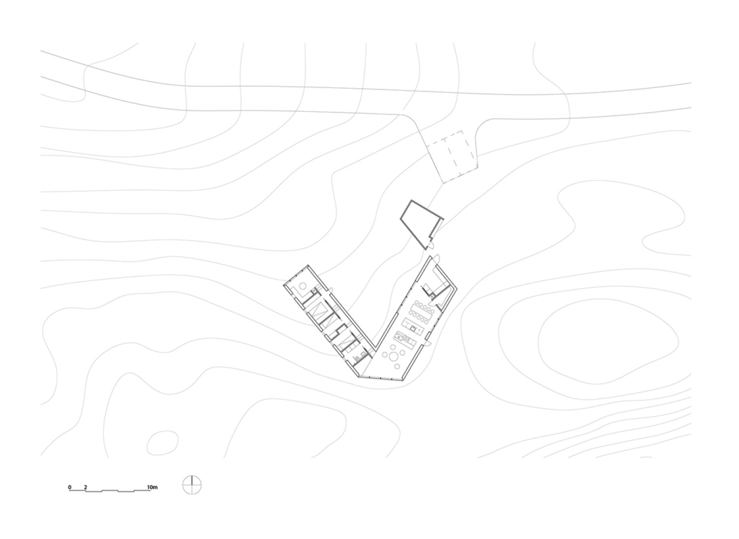 Ground floor plan. V-lodge by Reiuf Ramstad architects. 