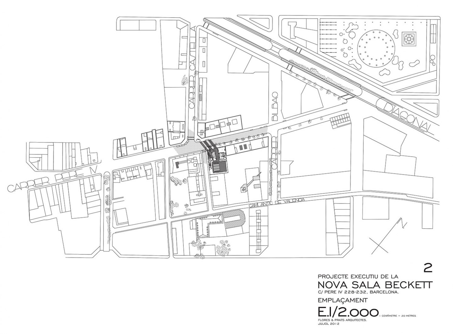 Plano de situación. Nueva Sala Beckett por Flores&Prats. 