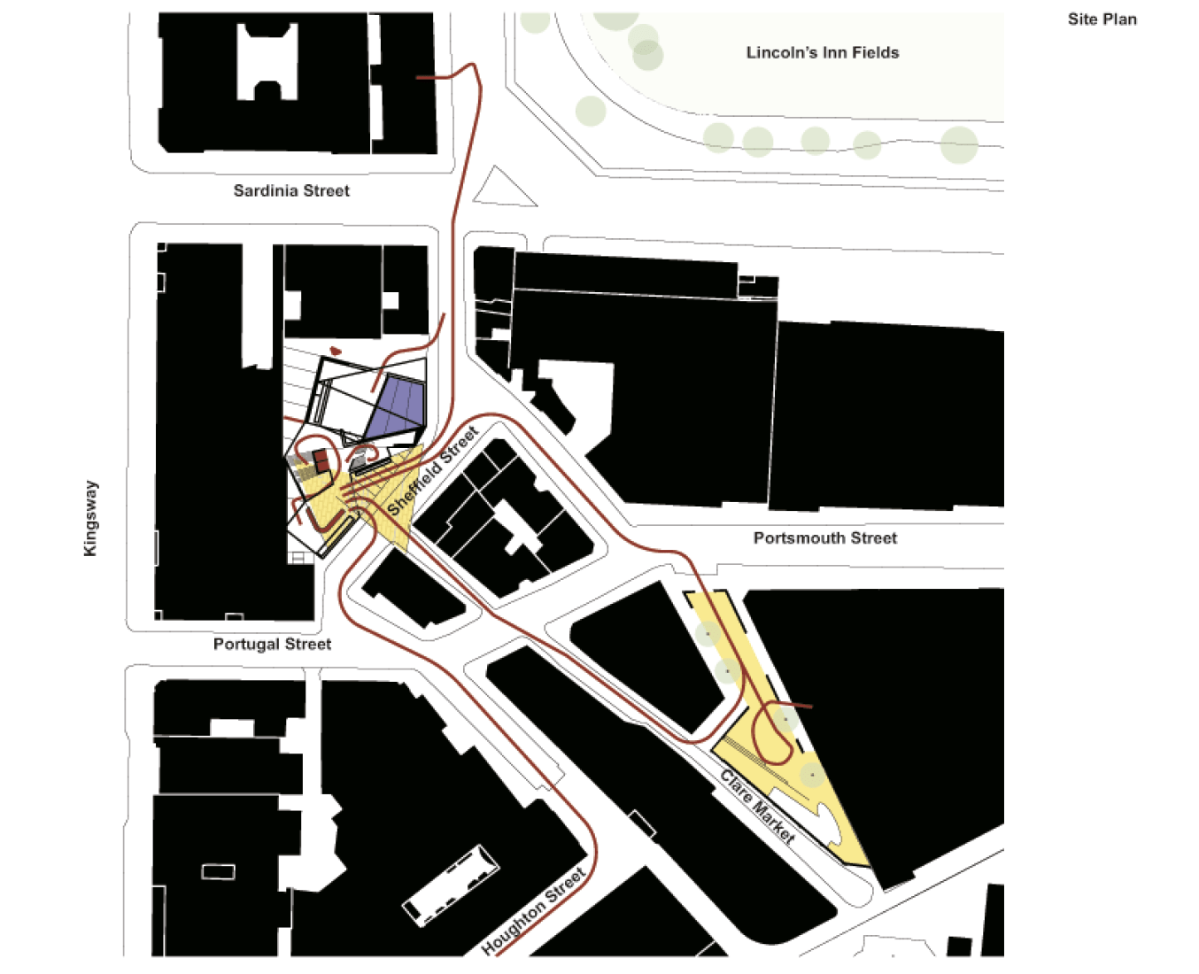 Site map. Saw Swee Hock Student Centre by O'Donnell + Tuomey. Courtesy of EU Mies Awards.