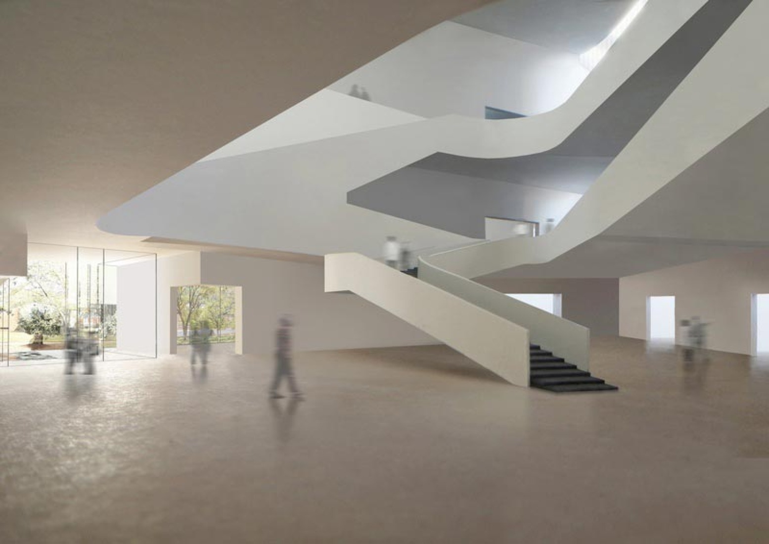 The entrance lobby of the Nancy and Rich Kinder Building. Rendering courtesy of Steven Holl Architects. 