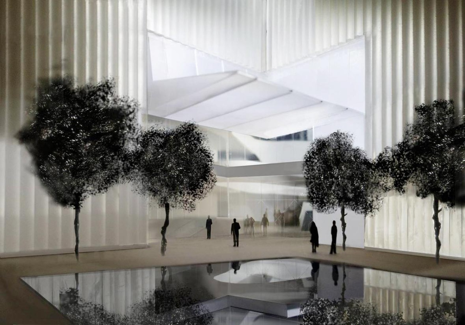 Main street entrance to the Nancy and Rich Kinder Building. Rendering courtesy of Steven Holl Architects. 