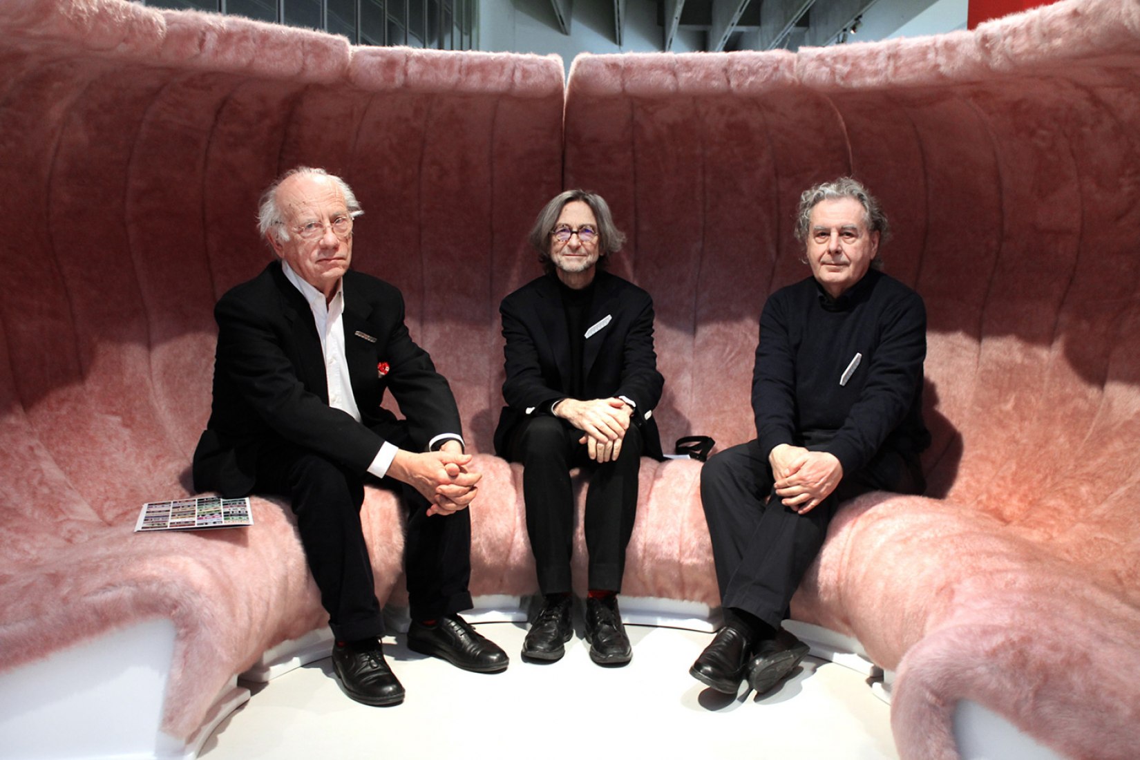 Adolfo Natalini, Cristiano Toraldo Di Francia, Gian Piero Frassinelli en el MAXXI. Fotografía cortesía de MAXXI.