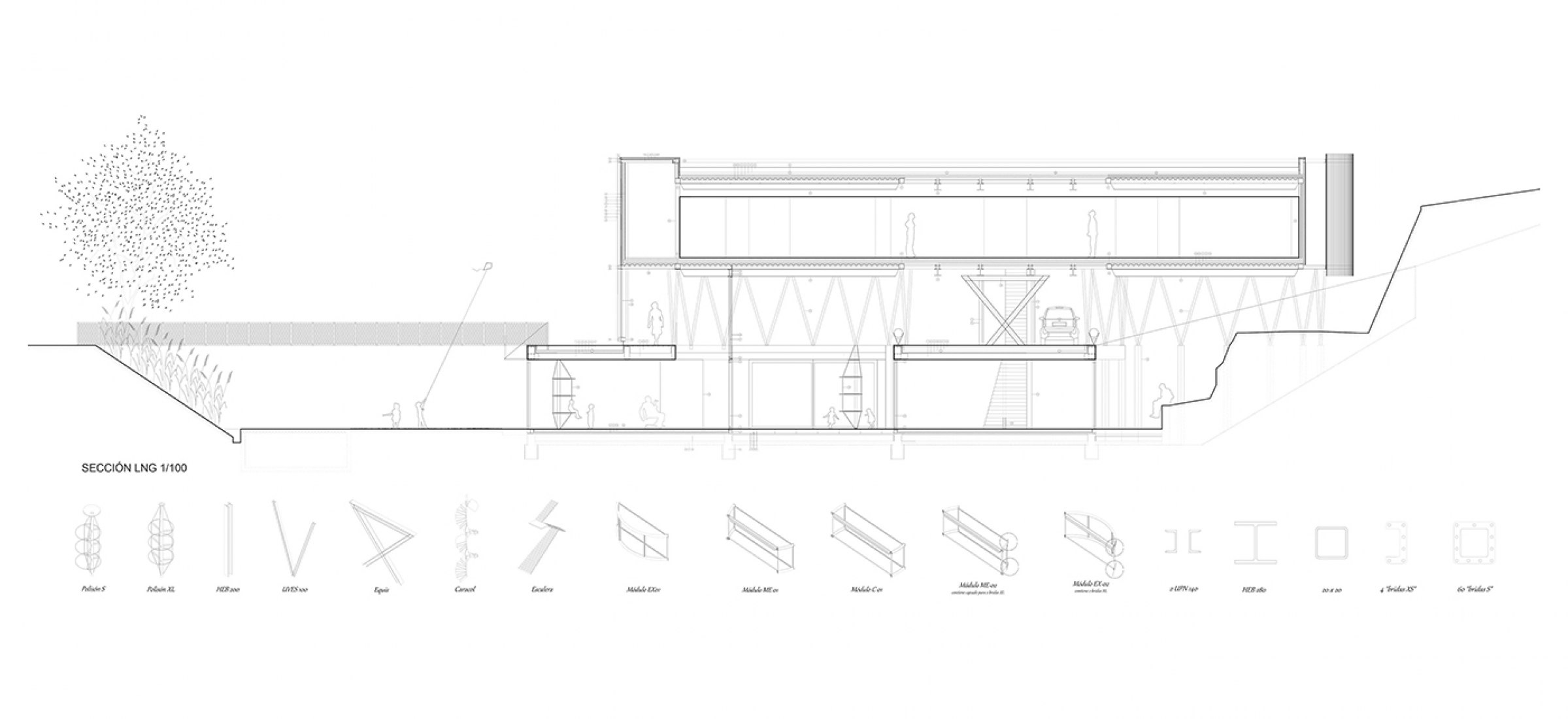 Long section. Toboggan House by Z4Z4.