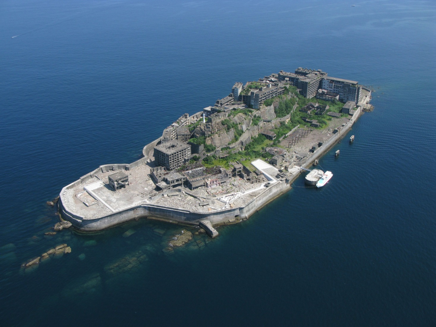 Vista aerea de la mina de carbón de Hashima. © Nagasaki Prefecture. 