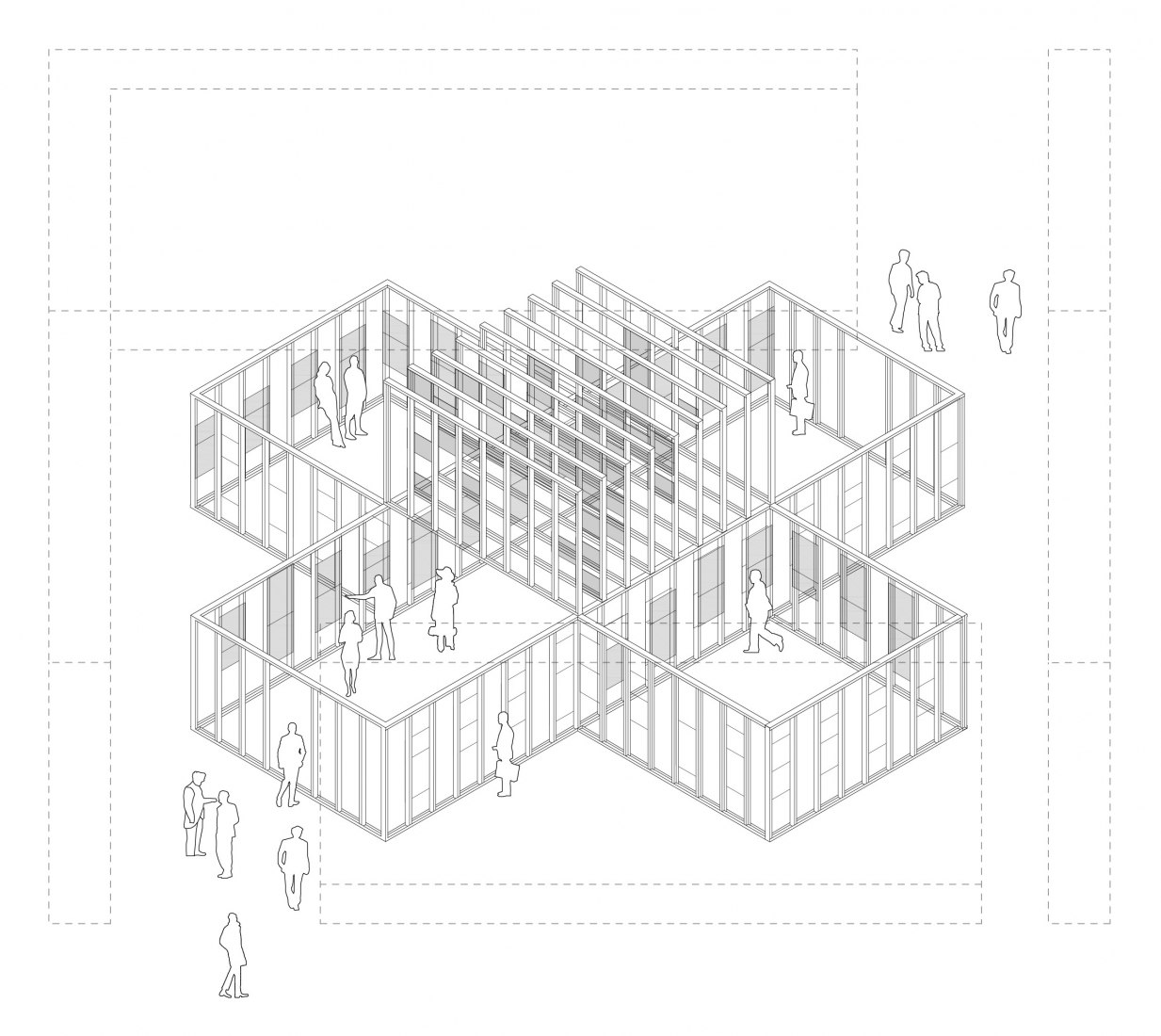 Axonometric. Unfinished at City College NY by RICA Studio.