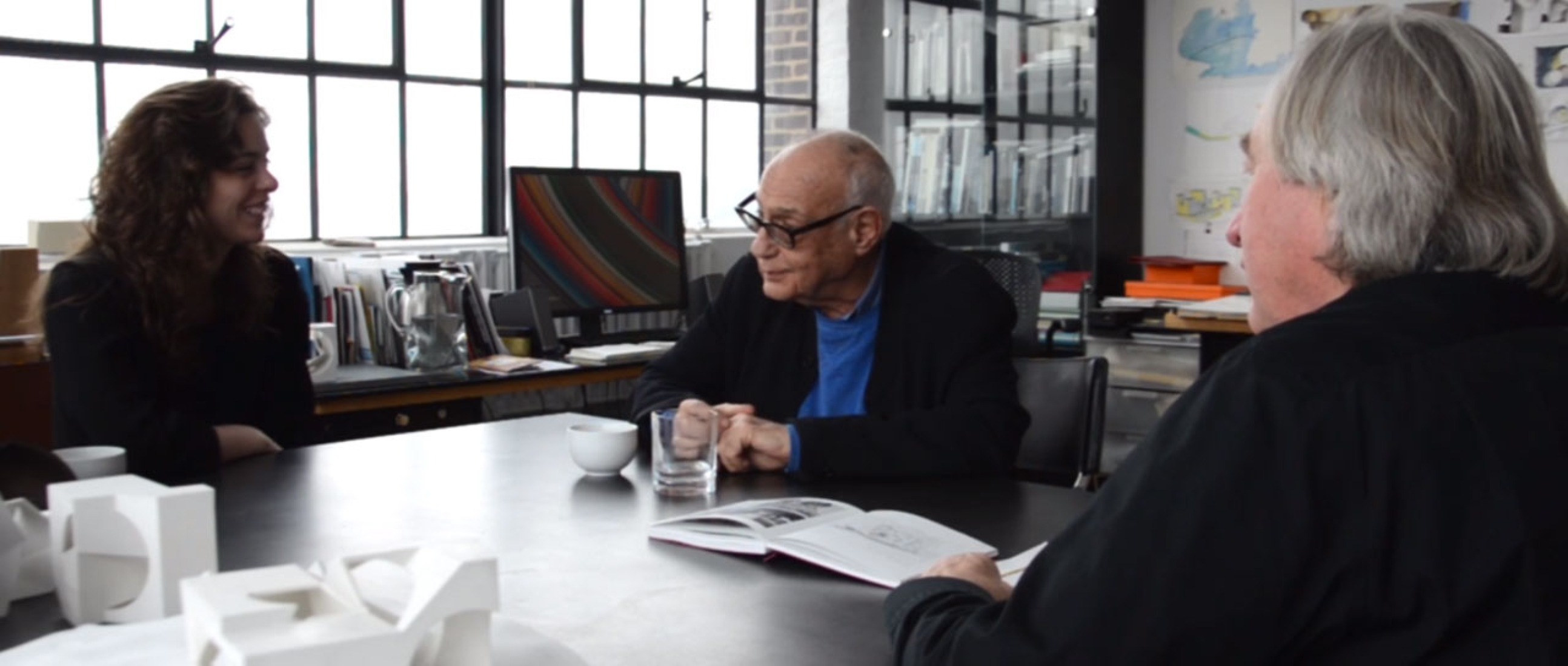 Video screenshot. "Educating Architecture" with Elia Zenghelis by Steven Holl and Dimitra Tsachrelia