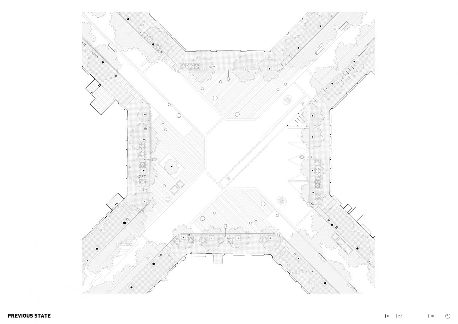 Plano de planta de original. Plaza-Jardín Rocafort por 08014 Arquitectura. Plano de planta de original. Plaza-Jardín Rocafort por 08014 Arquitectura.