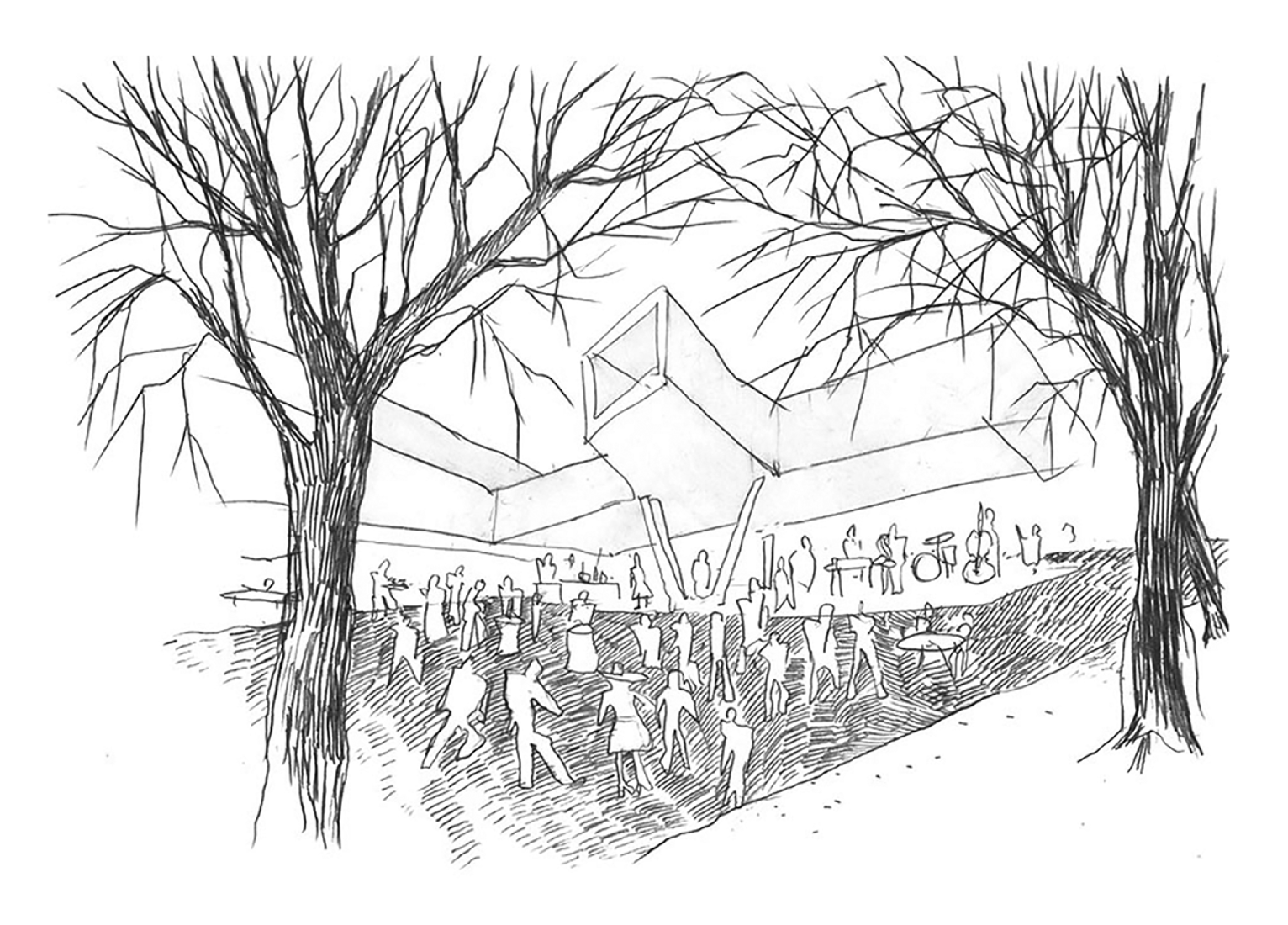 Sketch. Town Hall, 94 Montigny le Tilleul by V+.  Sketch. Town Hall, 94 Montigny le Tilleul by V+.