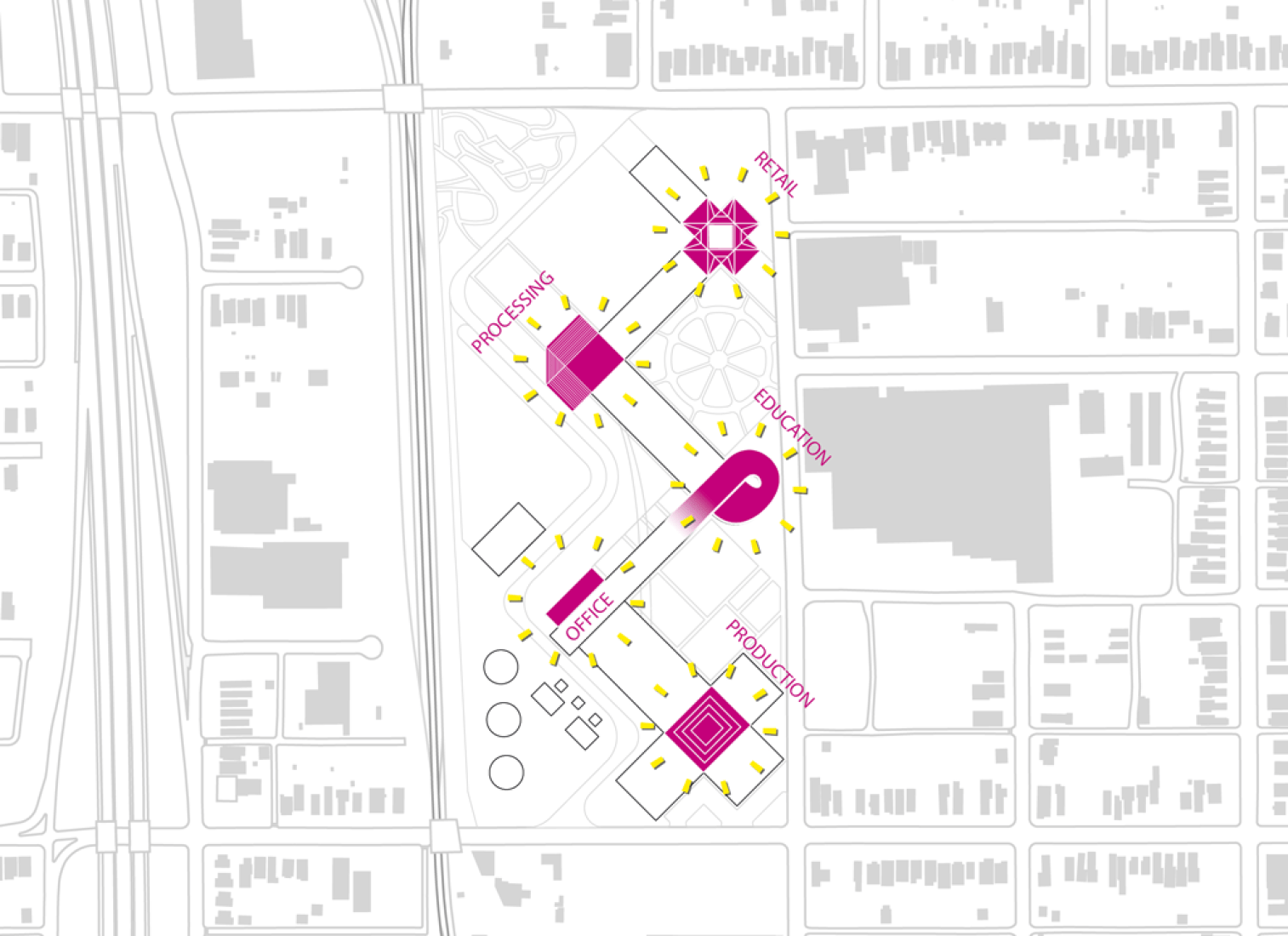 Articulate intersections. Food Port in West Louisville by OMA. Image courtesy of OMA. Articulate intersections. Food Port in West Louisville by OMA. Image courtesy of OMA.
