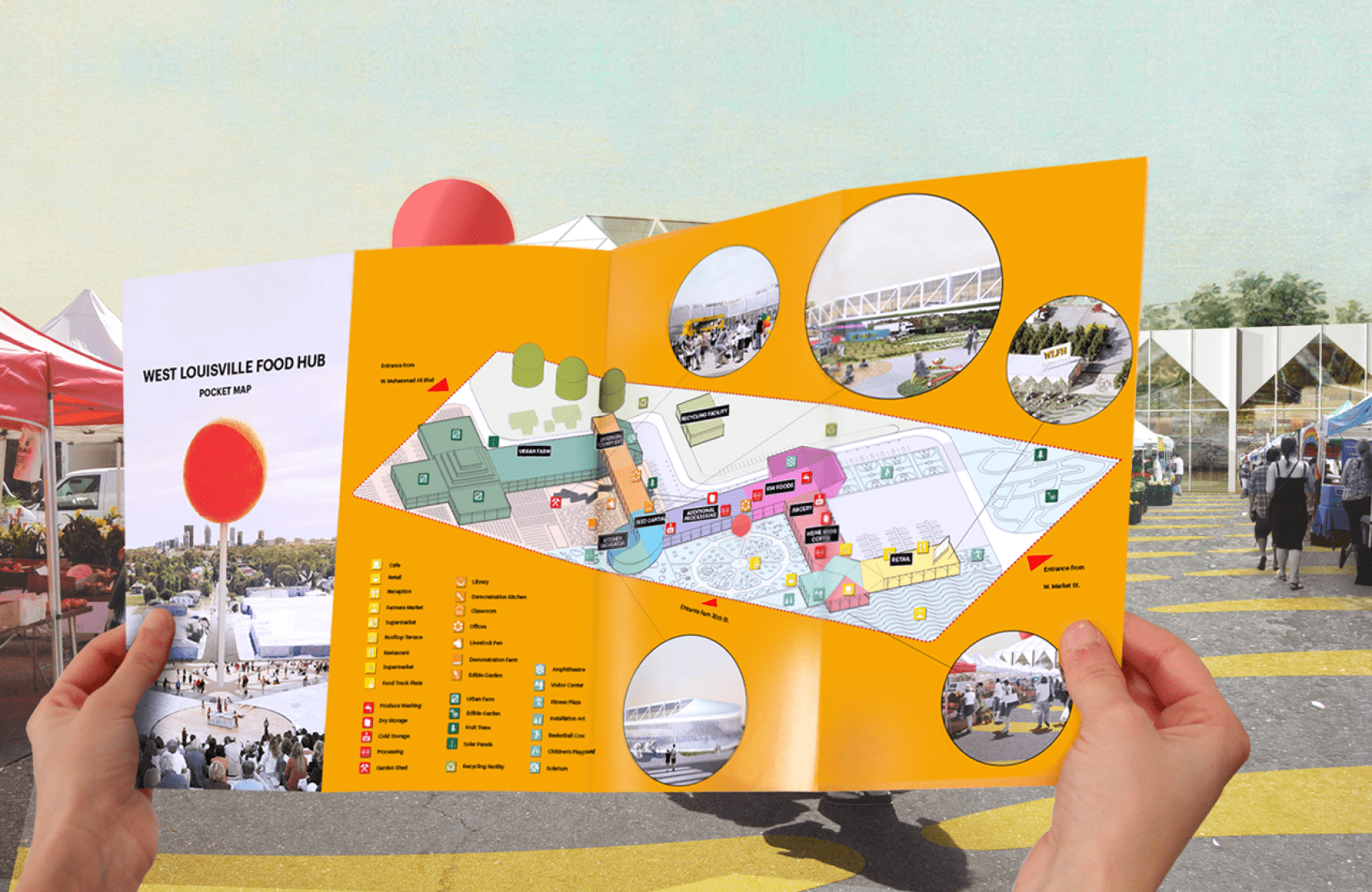 Visitor map. Food Port in West Louisville by OMA. Image courtesy of OMA. Visitor map. Food Port in West Louisville by OMA. Image courtesy of OMA.