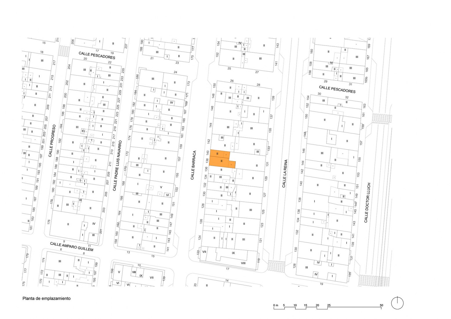 Site plan. House-Workshop in Cabanyal by Estudio Alberto Burgos and Teresa Carrau Carbonell Site plan. House-Workshop in Cabanyal by Estudio Alberto Burgos and Teresa Carrau Carbonell