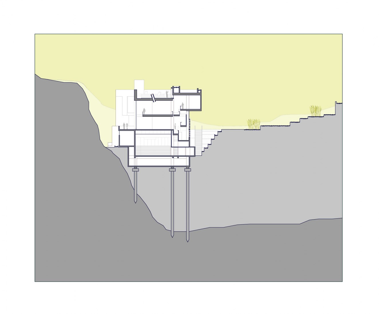 Cross section. The place of remembrance by Barclay & Crousse Architects. Image courtesy of Barclay & Crousse Architects