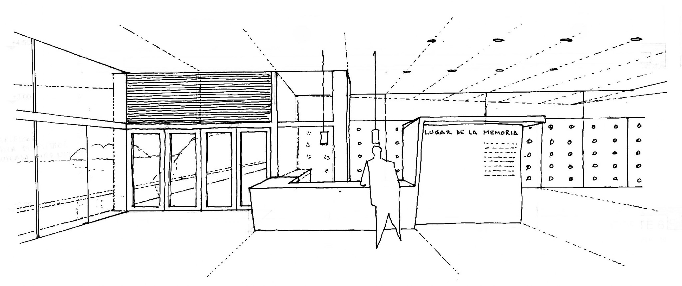 Sketch. The place of remembrance by Barclay & Crousse Architects. Image courtesy of Barclay & Crousse Architects El lugar de la memoria por Barclay & Crousse Arquitectos. Imagen cortesía de Barclay & Crousse Arquitectos