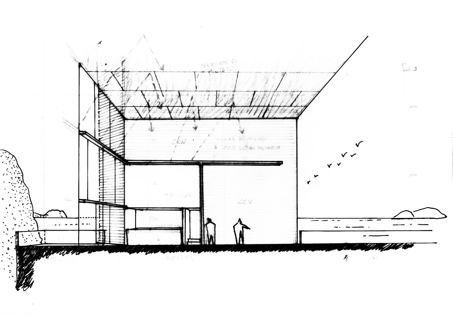 Sketch. The place of remembrance by Barclay & Crousse Architects. Image courtesy of Barclay & Crousse Architects