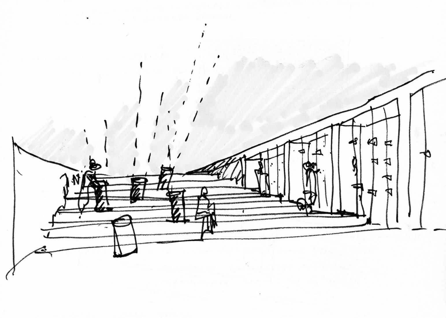 Sketch. The place of remembrance by Barclay & Crousse Architects. Image courtesy of Barclay & Crousse Architects