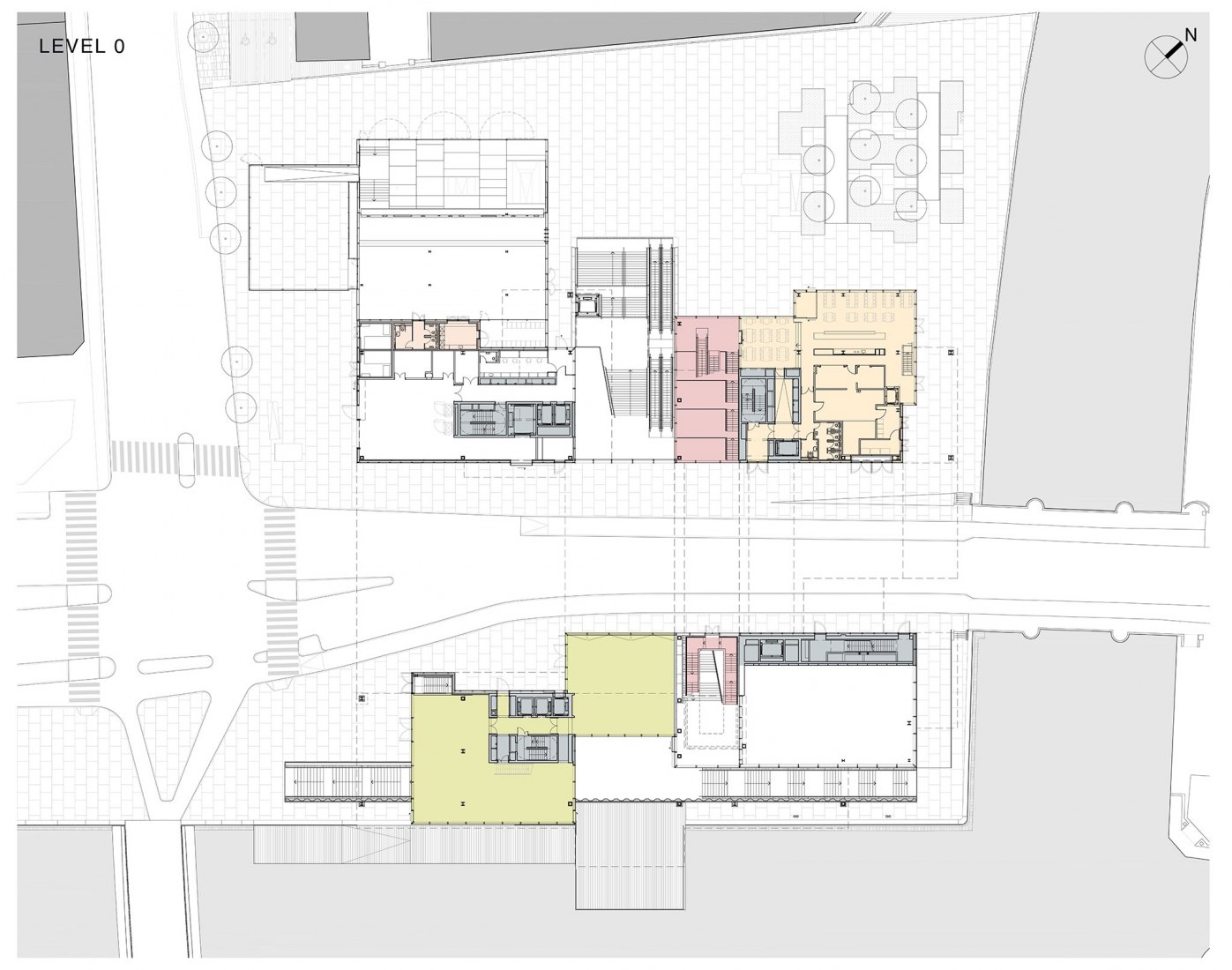 Program. Ground floor plan. BLOX / DAC by OMA. Image courtesy of OMA