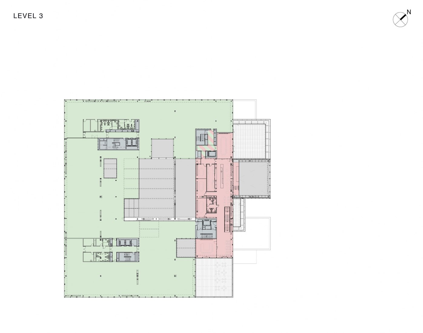 Program. Third floor plan. BLOX / DAC by OMA. Image courtesy of OMA